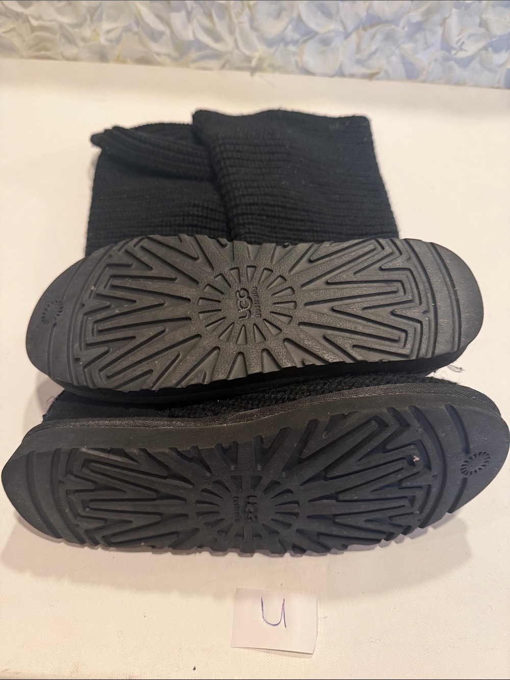 UGG Black Knit Fold-Over Button Booties - Picture 3 of 3